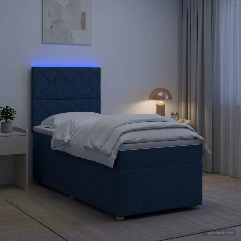 Letto box spring con materasso Blu 90 x 190 cm Tessuto 3455251