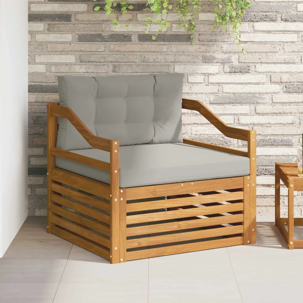 Divano da esterno Solid Acacia Wood Naturale e Grigio Chiaro 3436411