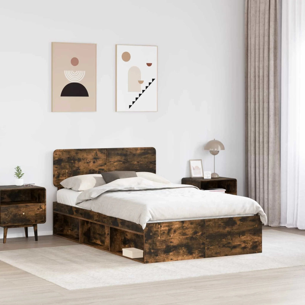 Letto matrimoniale | Letto per adulti | Struttura del letto Rovere fum¨¦ 120 x 190 cm Pino massello