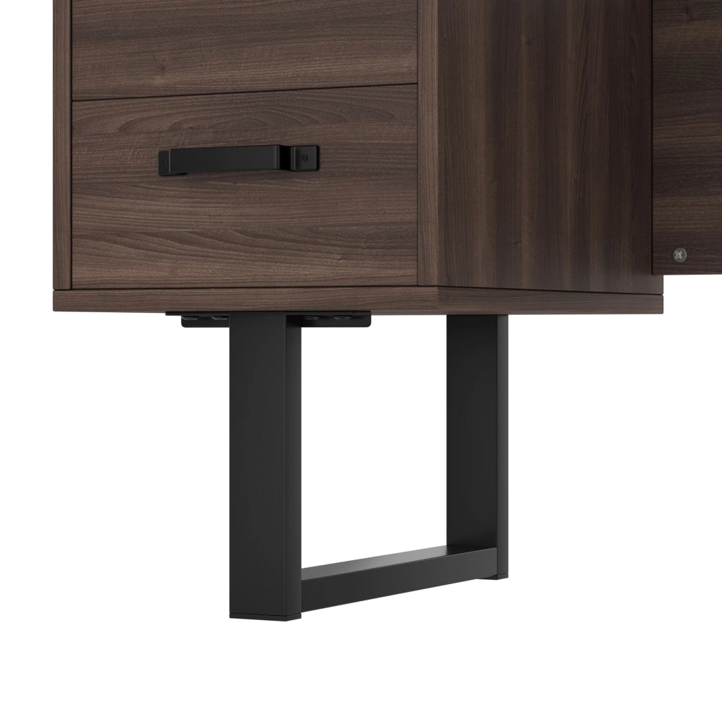 Scrivania da ufficio 135x54 cm con 2 cassetti e vano portadocumenti; MDF marrone