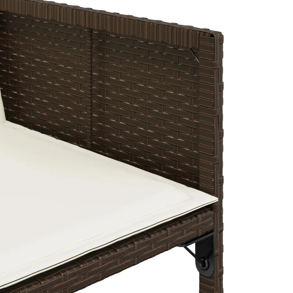 Set da Pranzo da Giardino 5pz | Set Salotto da Giardino con Cuscini in Polyrattan Marrone