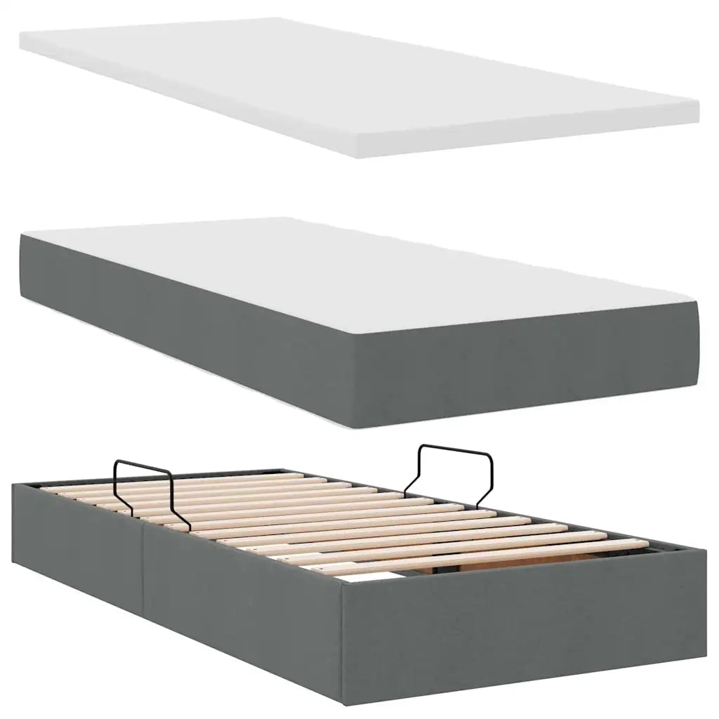 Letto con contenitore e materasso Grigio scuro 100 x 200 cm 3370426