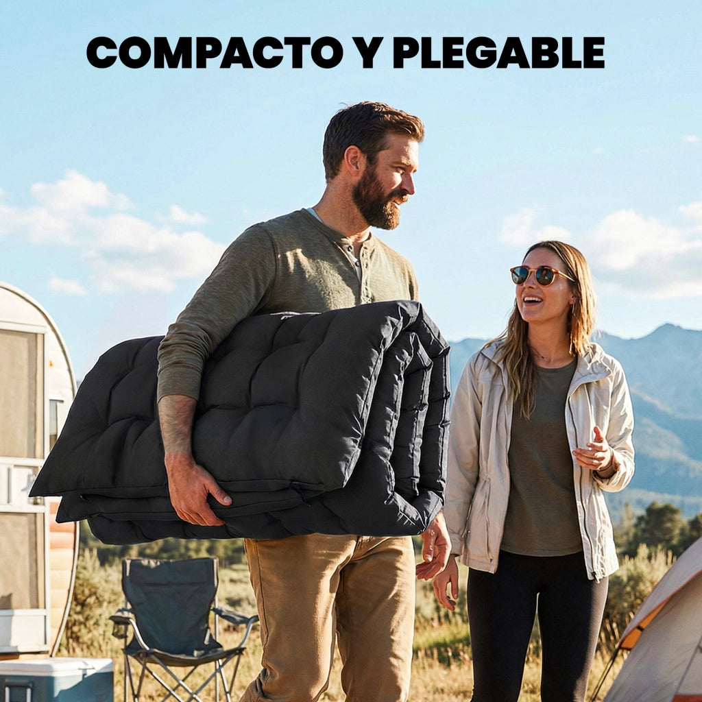 Letto da Campeggio Pieghevole Portatile con Cinghie Antiscivolo ¨C Minimal ¨C Nero