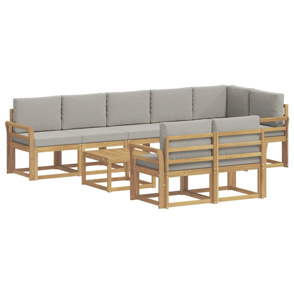Set di divani da esterno 9 pz Bianco e Grigio Chiaro 3387840