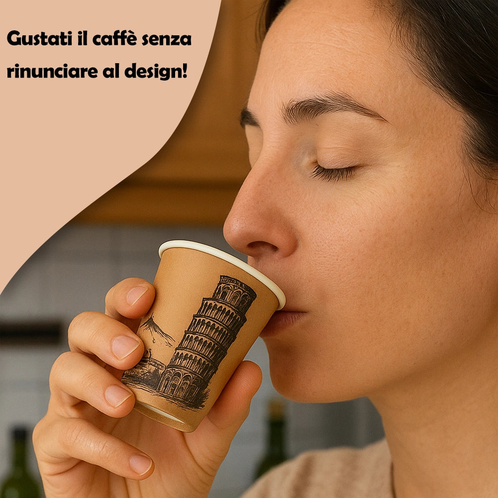 1000 Bicchierini da Caffè Monouso Decoro Italia Bicchieri 75ml Usa e Getta