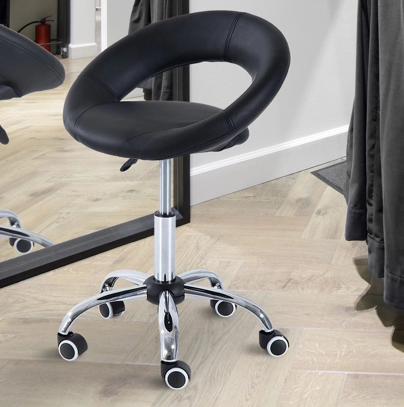 Sgabello con ruote regolabile 50 x 54 x 66-78 cm in PU nero, girevole