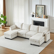 Divano angolare 6 posti con chaise longue e contenitore ¨C Minimal ¨C tessuto chenille