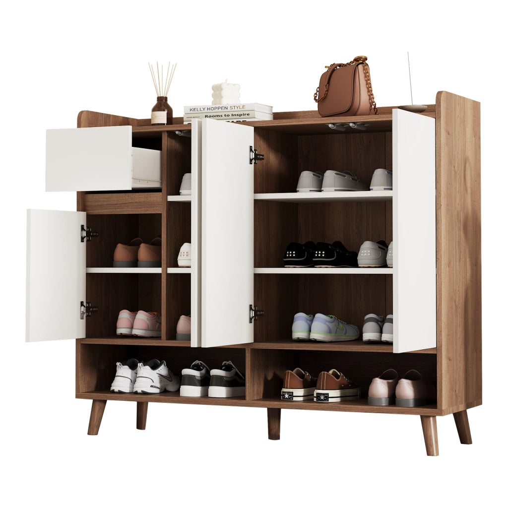 Credenza con 4 ante e cassetto ripiano regolabile in pannello truciolare bianco naturale 120 × 35 × 99 cm