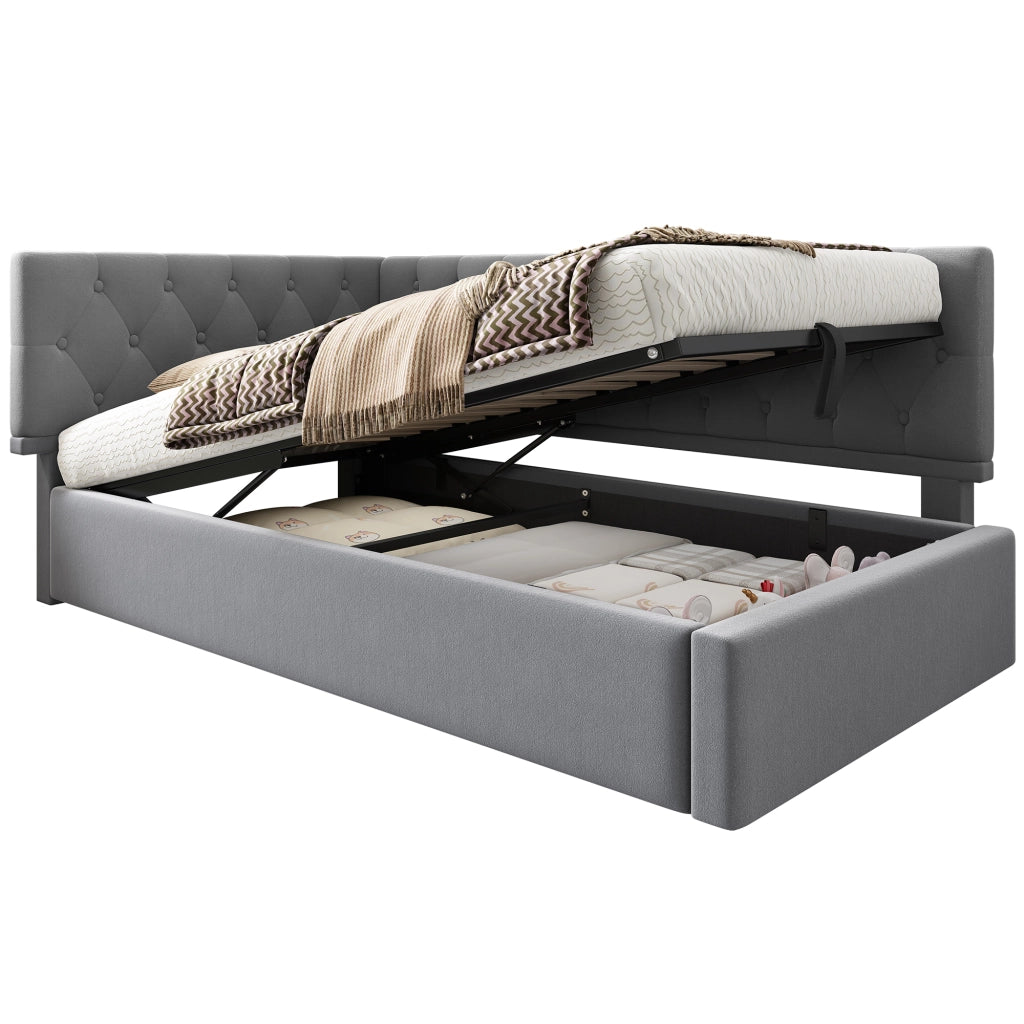 Letto singolo 90x200 cm grigio con contenitore