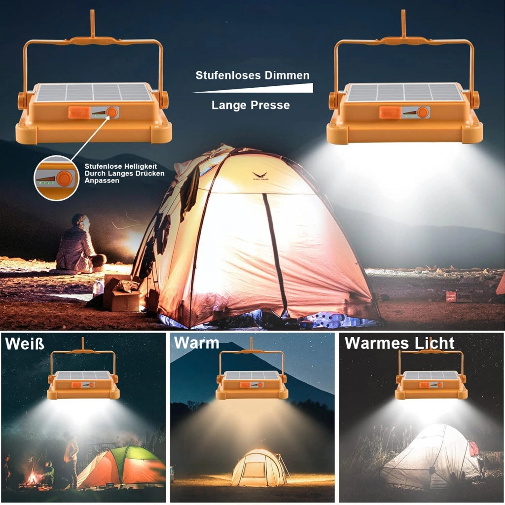 Lampada portatile solare LED con USB, IP66 e luce SOS