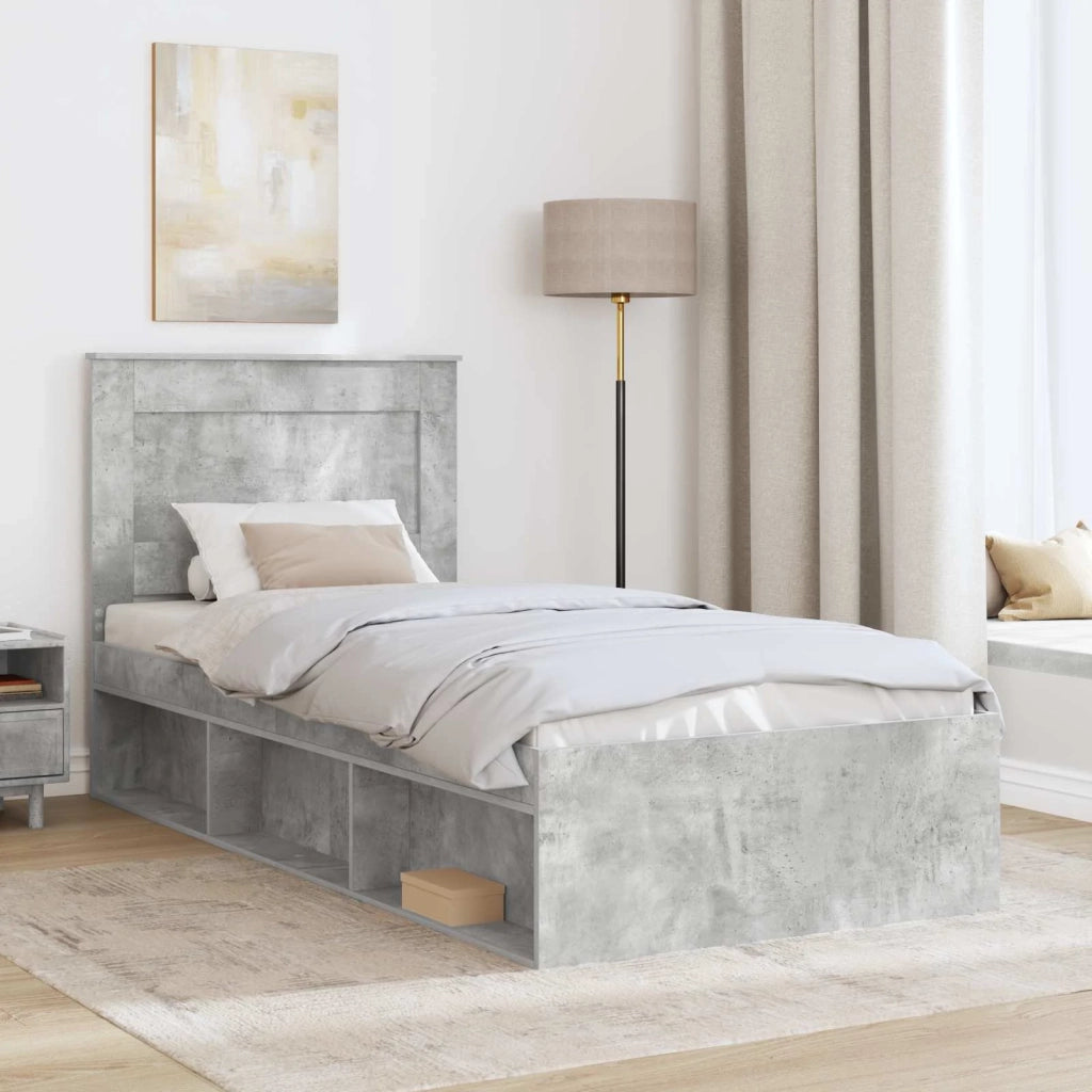 Letto singolo | Letto per adulti | Struttura del letto Grigio Concret¨¨ 100 x 200 cm Pino massello