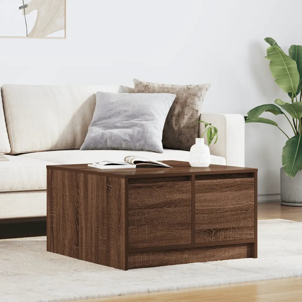 Tavolino da salotto | Tavolino da caff¨¨ | Tavolino da Soggiorno con Cassetti Rovere Marrone 70,5x70x40 cm