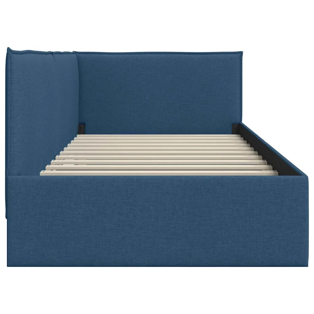 Cornice del letto ad angolo Blu 100 x 200 cm Tessuto 42016478