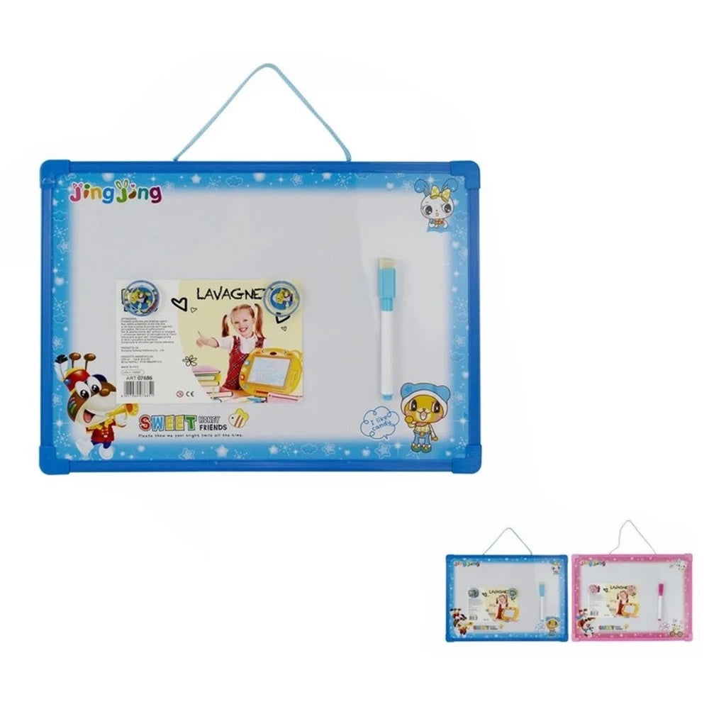 Trade Shop - Lavagna Magnetica Con Cornice In Plastica Per Bambini Con Pennarello Gioco 07686 -