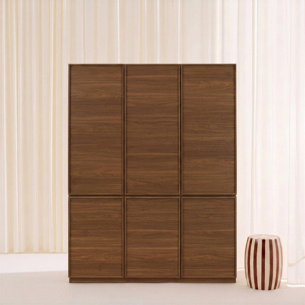 Modulo guardaroba effetto legno 6 ante 1 appendiabiti, noce