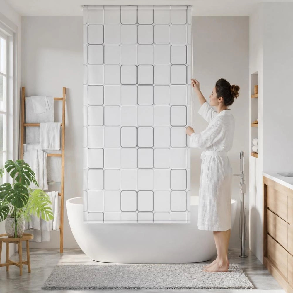 Shower Roller Blind 120x240 Cm Square Pattern