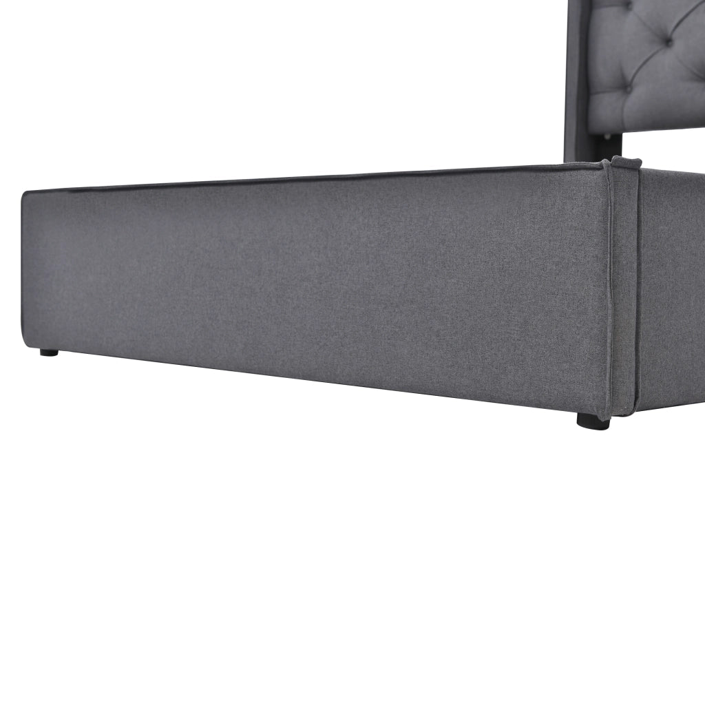 Letto imbottito grigio 90x200 cm con contenitore