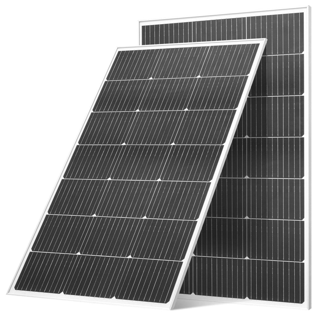 Set 2 Pezzi Pannelli Solari Monocristallini 100W Telaio Alluminio Impermeabile IP65 per Camper Barche e Tetti Piani
