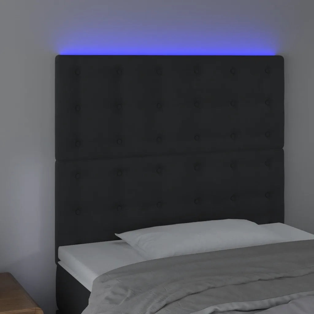 Testiera | Testata a LED Nera 100x5x118/128 cm in Velluto