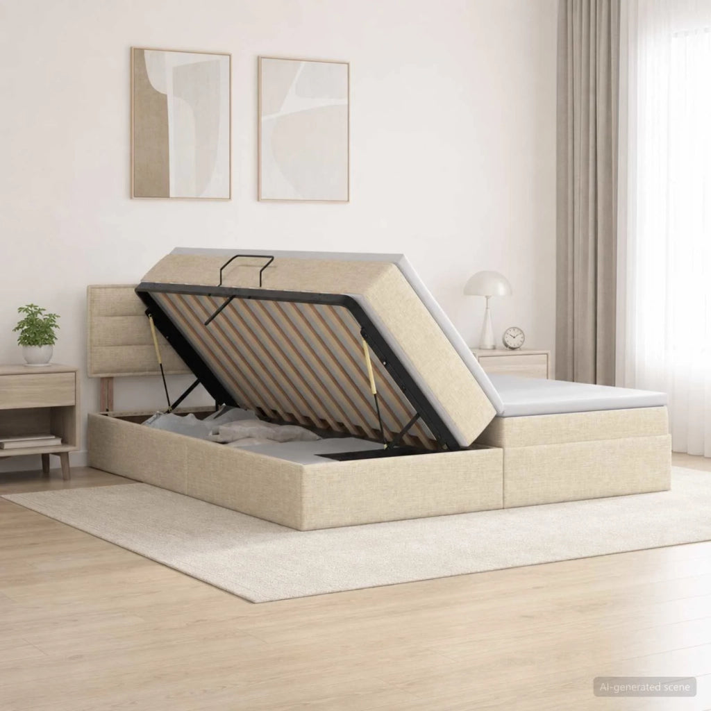 Letto con contenitore LED e materasso Crema 180 x 200 cm 3459340