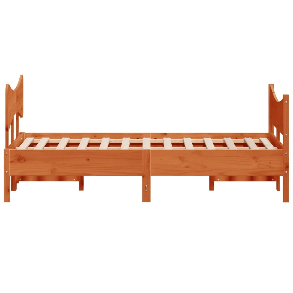 Letto senza Materasso-Struttura Letto Marrone Cera 135x190 cm in Legno di Pino 808156