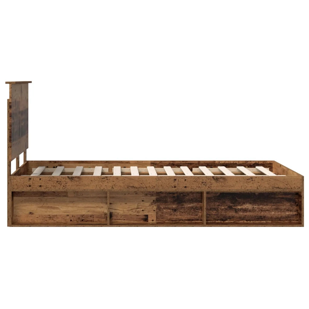 Letto matrimoniale | Letto per adulti | Struttura del letto Legno vecchio 135 x 190 cm Pino massello