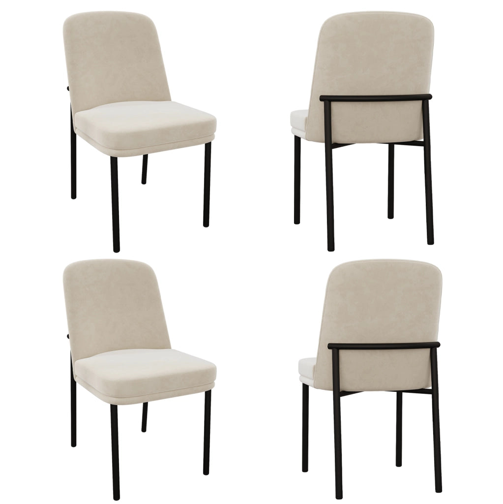 Sedie da sala da pranzo beige – set da 4, velluto