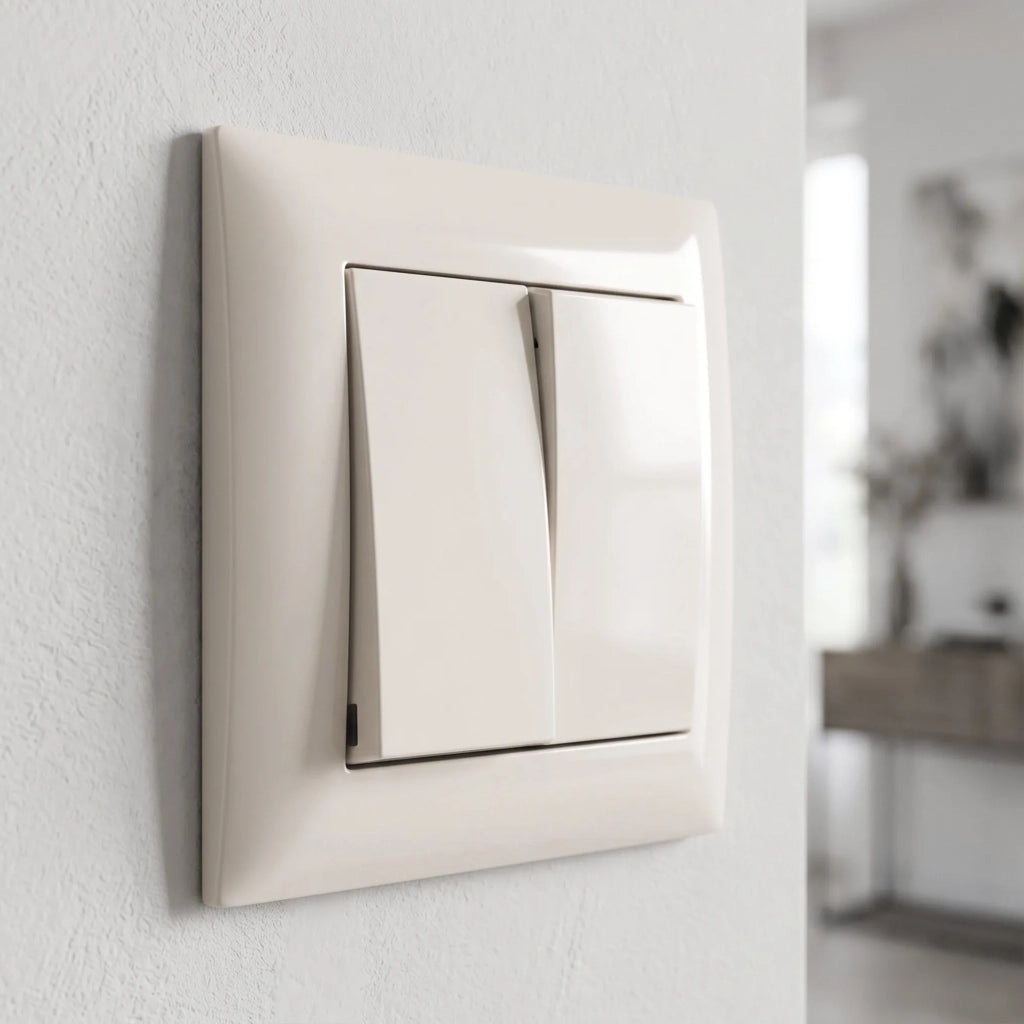 Interruttore Doppio Con Cornice Oste Jnh007-w Beige
