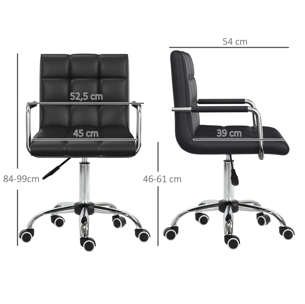 Sedia da ufficio nera – altezza regolabile 46-61 cm, con braccioli