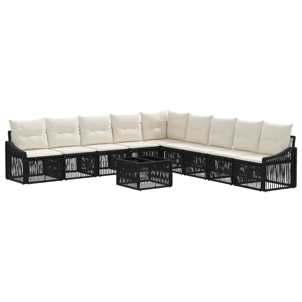 Set Divano da Giardino 10 pz Nero polyrattan 3436030