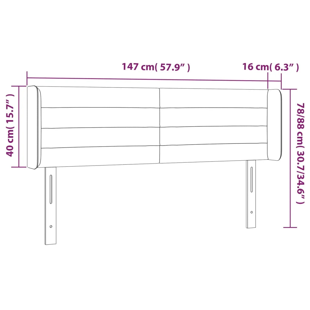 Testiera a LED-Testata con LED Nera 147x16x78/88 cm in Tessuto 885482