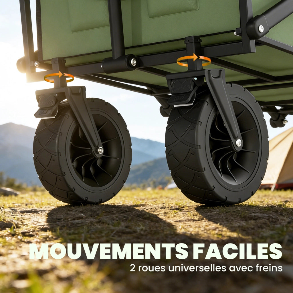 Carrello Giardino Pieghevole 130L ¨C Minimal ¨C Verde con Ruote e Freni