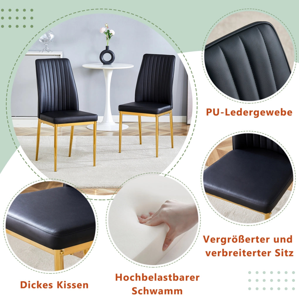 SEDIA Set da 4 pezzi 80x50x46,5 cm PU Nero/Oro