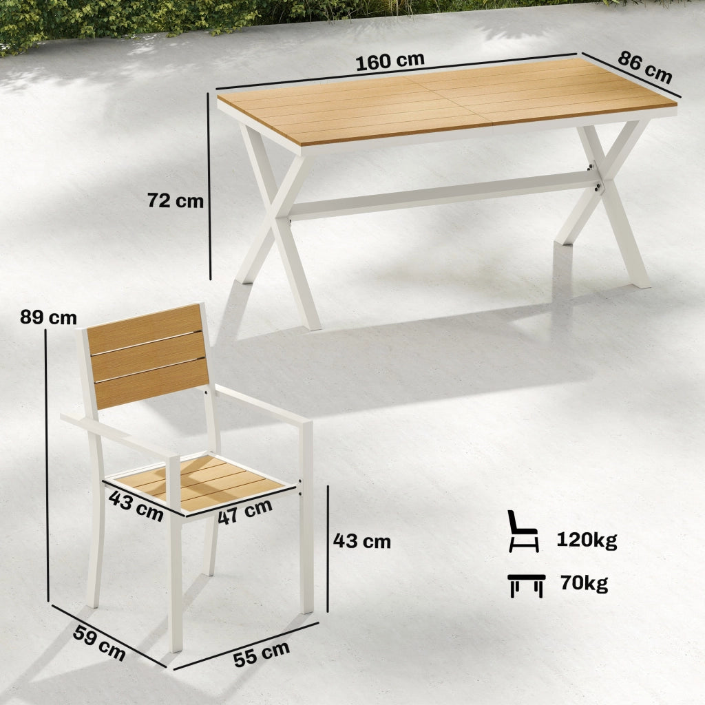 Set Tavolo Sedie da Esterno 7 Pezzi ¨C Minimal ¨C Telaio Alluminio, Teak