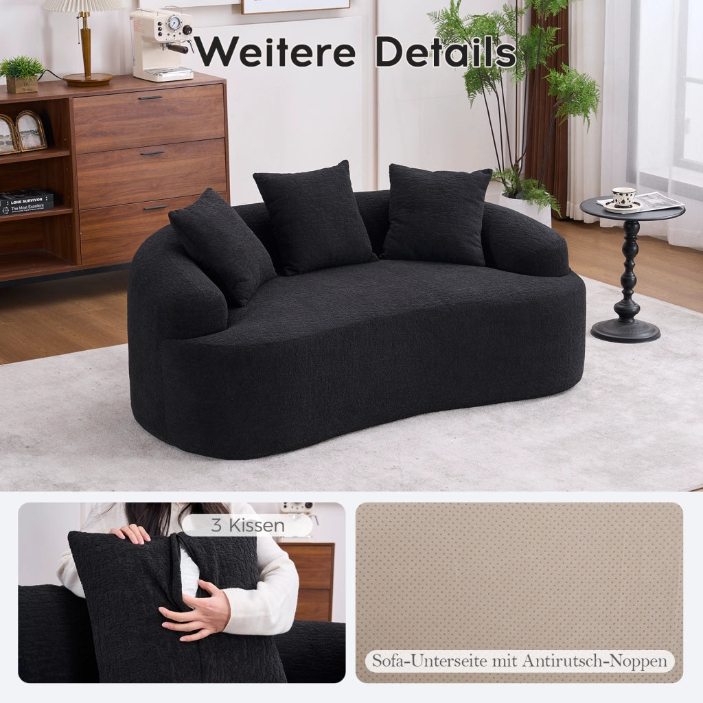 DIVANO 2 Posti in Chenille Nero