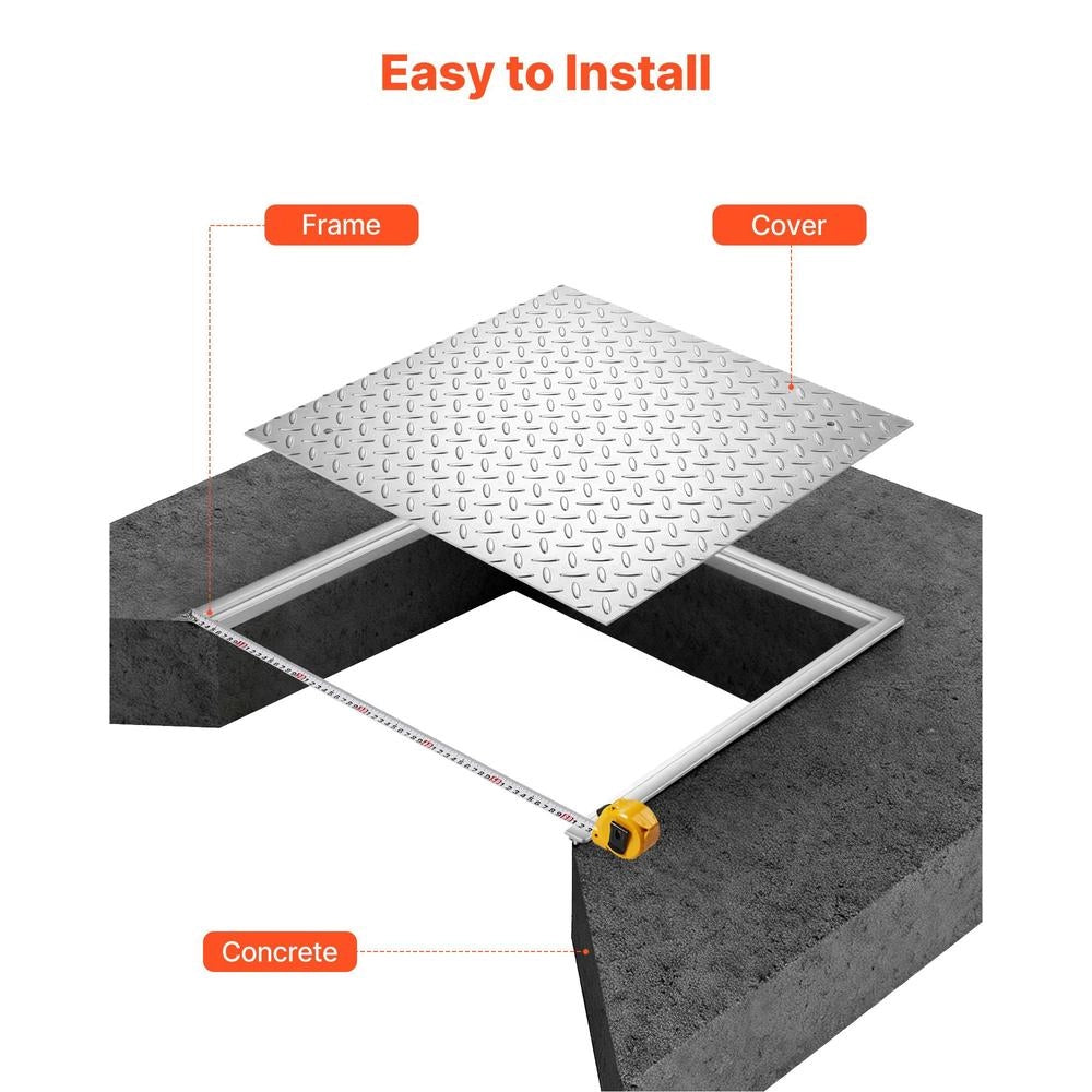 Manhole Cover With Frame 50 X 50 Cm, Square Manhole Cover, Septic Tank Cover, Heavy-duty, Non-slip Carbon Steel Gully Cover For Drainage Channels, For Walkways, Gardens, And Yards