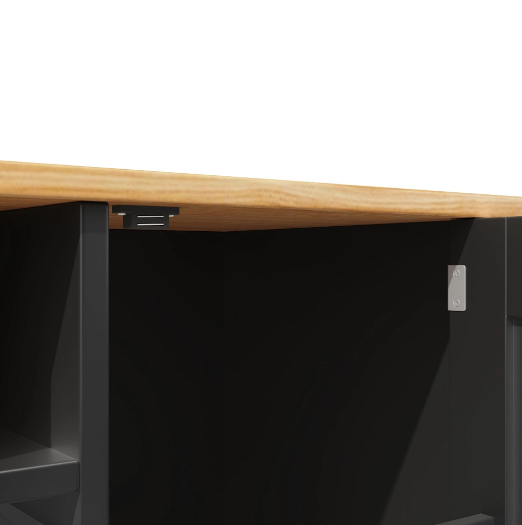 CARRELLO CUCINA con piano pieghevole 140x40x93,5 cm nero MDF