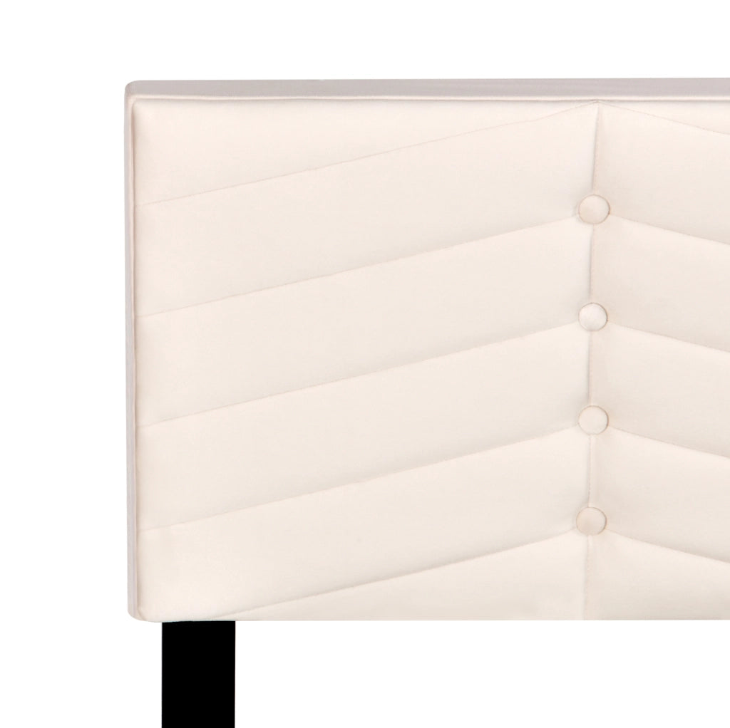 Letto imbottito 140 × 190 cm con rete a doghe e testiera regolabile in velluto beige