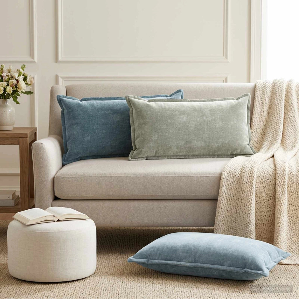 Federa 6 pz HOUTEN Blu 40 x 80 cm Tessuto Chenille 918233