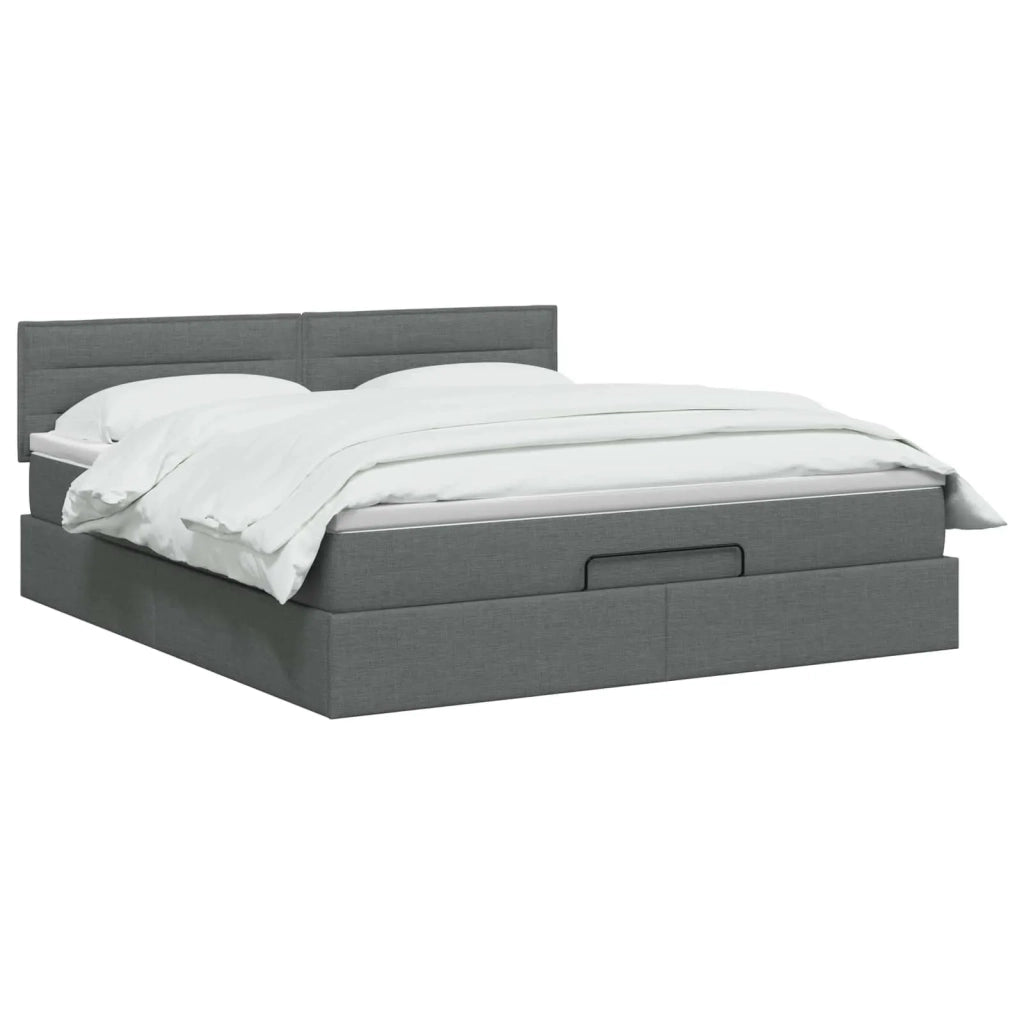 Letto Ottomano con Materasso e LED Grigio Scuro 180 x 200 cm 3456844