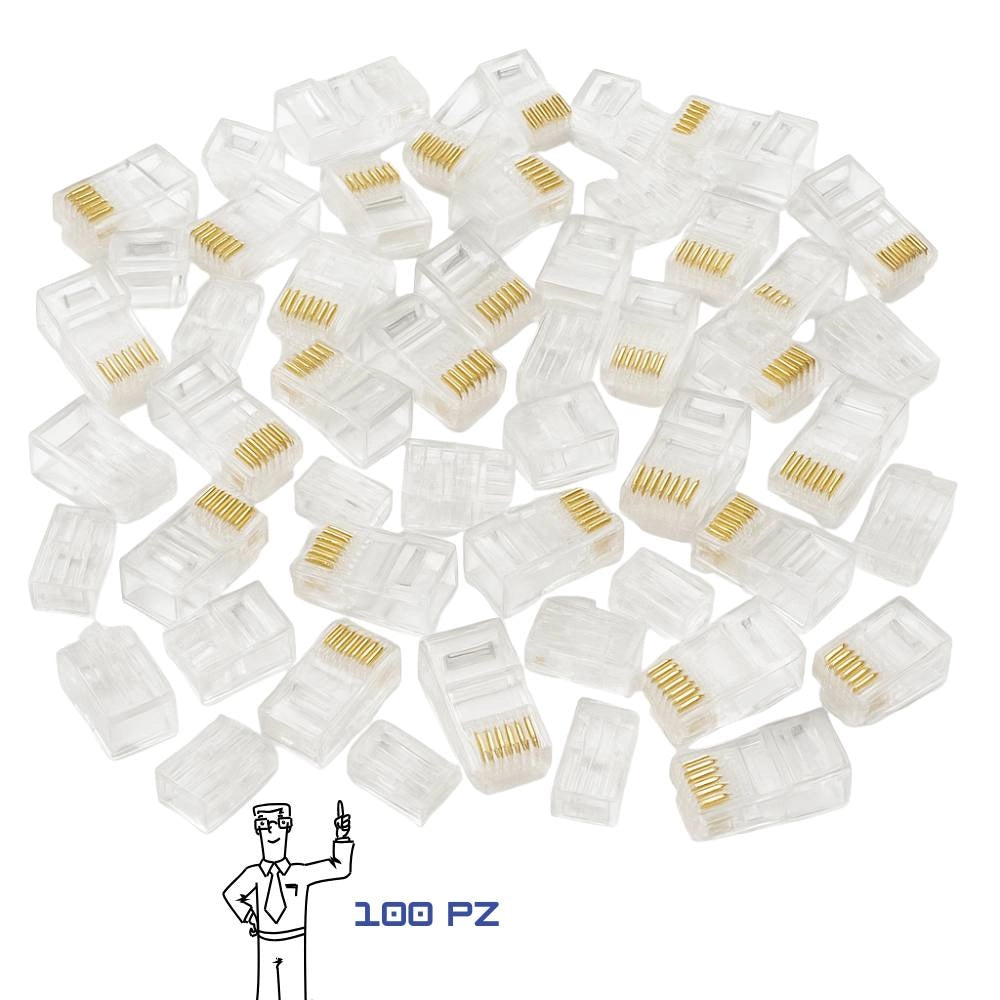 Plug rj45 utp cat6 8p8c trasparenti â set da 100 pezzi