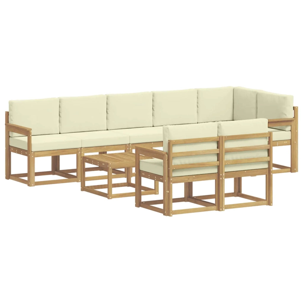 Set di divani da esterno 9 pz Bianco e Crema Poliestere 3387829