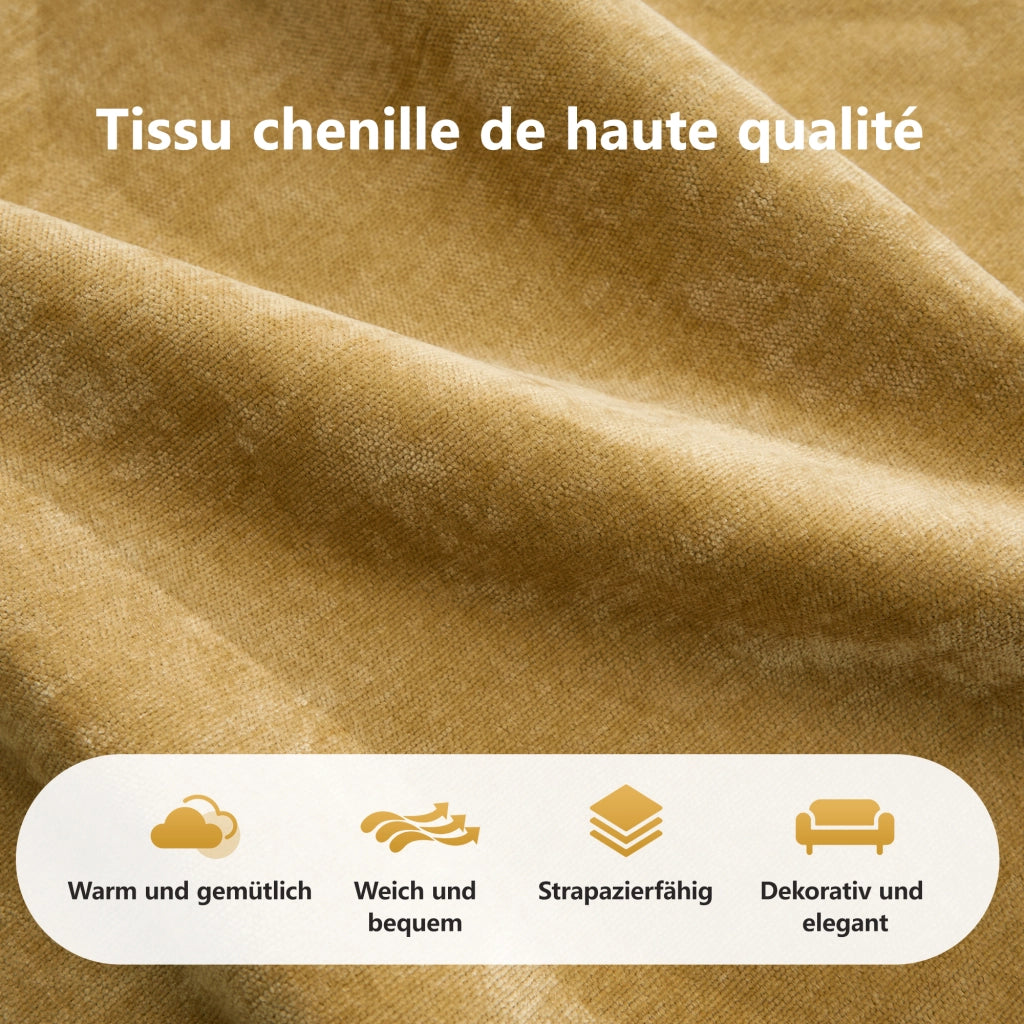 Divano Modulare 3 Posti con Poggiapiedi ¨C MINIMAL ¨C Angolare, Giallo