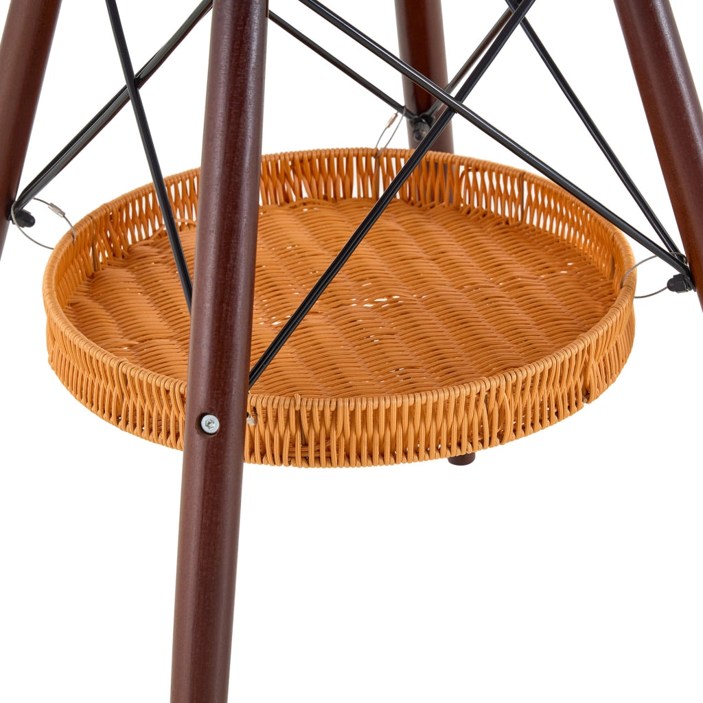 Tavolo da pranzo rotondo Ø80 cm nero e noce con cestino