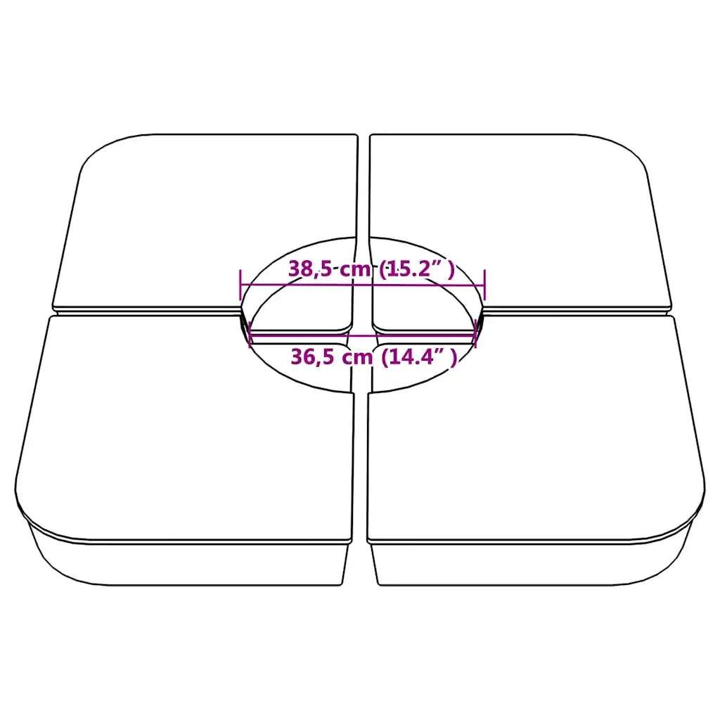 Set Base per Ombrellone 4 pz con Supporto a Croce 100 kg PP CFW9159823