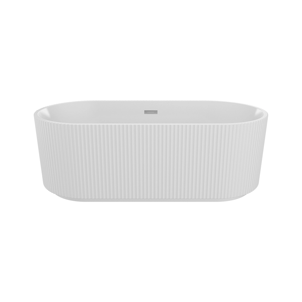 Vasca da bagno freestanding 170cm scanalata in acrilico bianco lucido | Iris