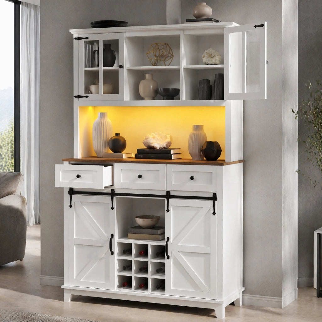 Vetrina alta da cucina con LED, 105x38,4x180 cm