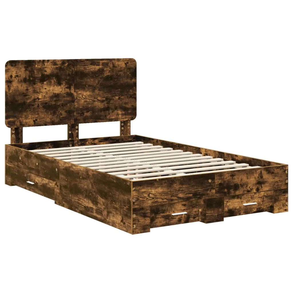 Letto matrimoniale | Letto per adulti | Struttura del letto Rovere fum¨¦ 120 x 190 cm Legno multistrato