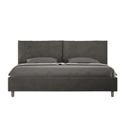 BS COM Letto matrimoniale king size senza rete imbottito 190x200 microfibra grigio Large