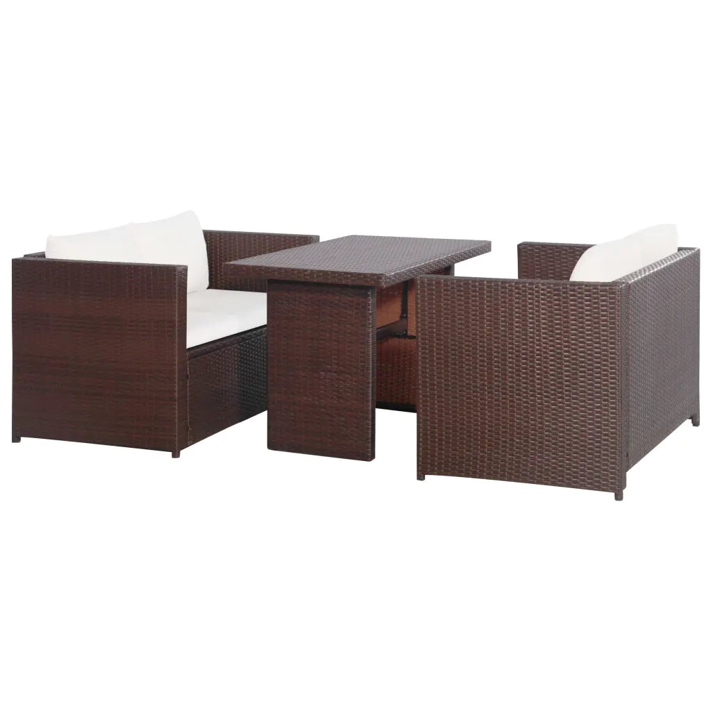 Set da Bistrot 3 pz con Cuscini in Polyrattan Marone 43914